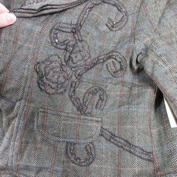 Coldwater Creek Women's Floral Tweed Blazer Open Front Lined Jacket 18 Brown 478 - Picture 7 of 11